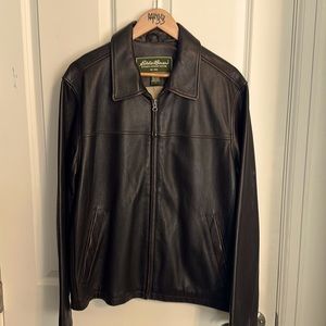 Distressed leather jacket